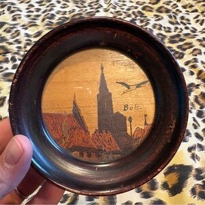 Vintage * Wooden Art by Boli with Cityscape Design Birds Houses Small GUC Unique